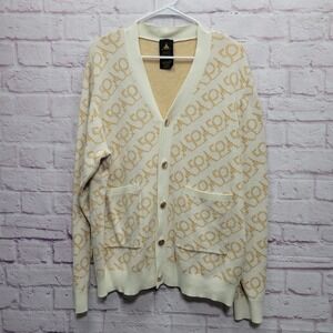 Disney Parks 50th Anniversary Logo Cardigan Sweater Mens XL Gold Button Preppy